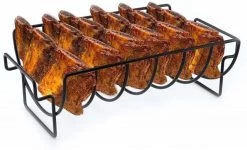 WiseGoods Premium BBQ Spareribs Rack - Rack - Grill - Grill - Accessoires De Vêtements Pour Bébé De Barbecue - Été - Tools De Cuisine - Outil De Four - Acier Inoxydable - Zwart