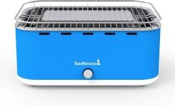 Barbecook Carlo - Barbecue Au Charbon De Bois - Barbecue De Table - Sac De Transport - Compact - Ventilateur - 38,5 X 28,5 Cm - 6 P. - Bleu