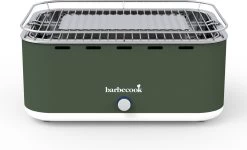 Barbecook Carlo - Barbecue Au Charbon De Bois - Barbecue De Table - Sac De Transport - Compact - Ventilateur - 38,5 X 28,5 Cm - 6 P. - Armée Verte