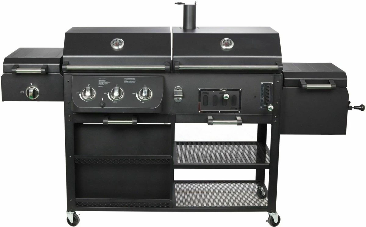 Barbecue Combiné El Fuego Arizona - Barbecue - Bbq - Zwart - Grille De Cuisson En Fonte Et Acier Chromé - 83 Kg - Dimensions Environ 203 X 127 X 60 Cm – Image 5