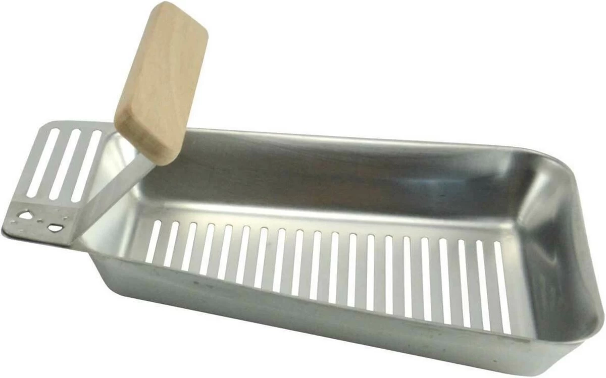 BBQ Collection Poêle De Cuisson Pour Barbecue SS 25x16cm Avec Manche En Bois Premium