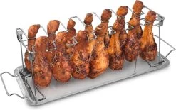 Grille D'ailes De Poulet Navaris Pour Le BBQ - Support De Cuisse De Poulet Avec égouttoir - Accessoire De Gril Et De Barbecue Pour 14 Pièces De Poulet - Acier Inoxydable