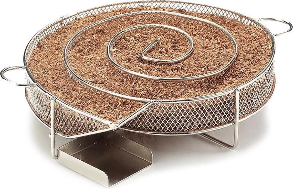 Krumble Smoker Box Round ø20cm Boîte à Fumée Ronde Pour Le Fumage à Froid De La Viande, Du Poisson, Du Fromage Ou D'autres Aliments Dans Le Barbecue Ou Le Fumoir - Acier Inoxydable