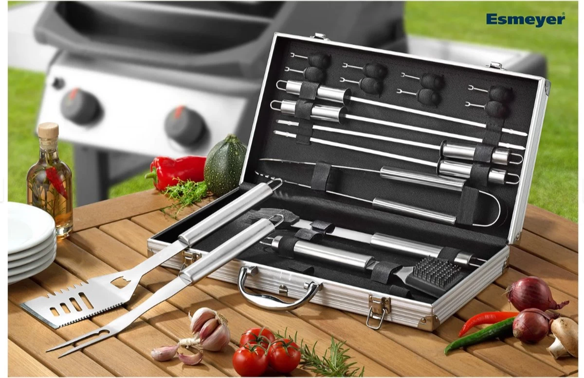 Ensemble D'accessoires BBQ - Ensemble D'outils BBQ - Ustensiles De Cuisine Pour Barbecue - Ensemble De 18 Pièces - Acier Inoxydable - Plastique ABS