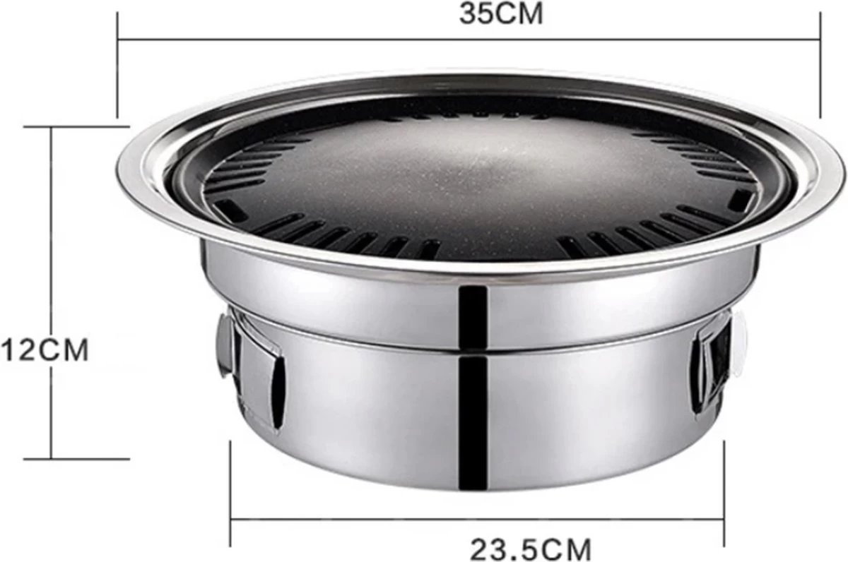 BBQ Coréen Portable - Charbon De Bois - Ustensiles De Cuisson - Revêtement Antiadhésif En Acier Inoxydable - Poêle à Charbon Portable Avec Plaque Chauffante - BBQ De Camping En Plein Air – Image 2