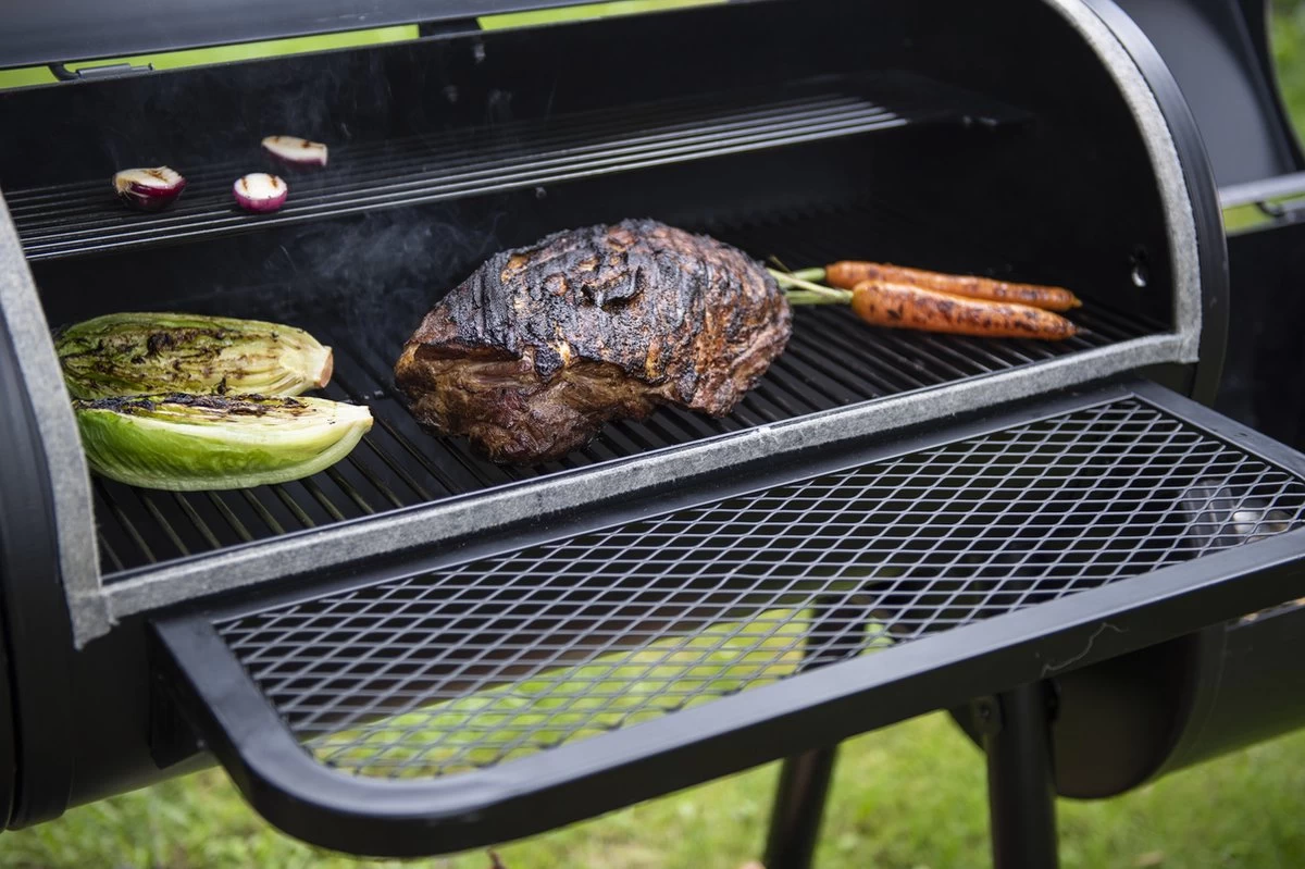 Mustang Fumoir Déporté Georgia XXL - Fumoir - FumoirBarbecue - Barbecue - Bois - Charbon De Bois - Fil D'acier émaillé épais - XXL - 119 KG ! - 175x70x192cm – Image 6