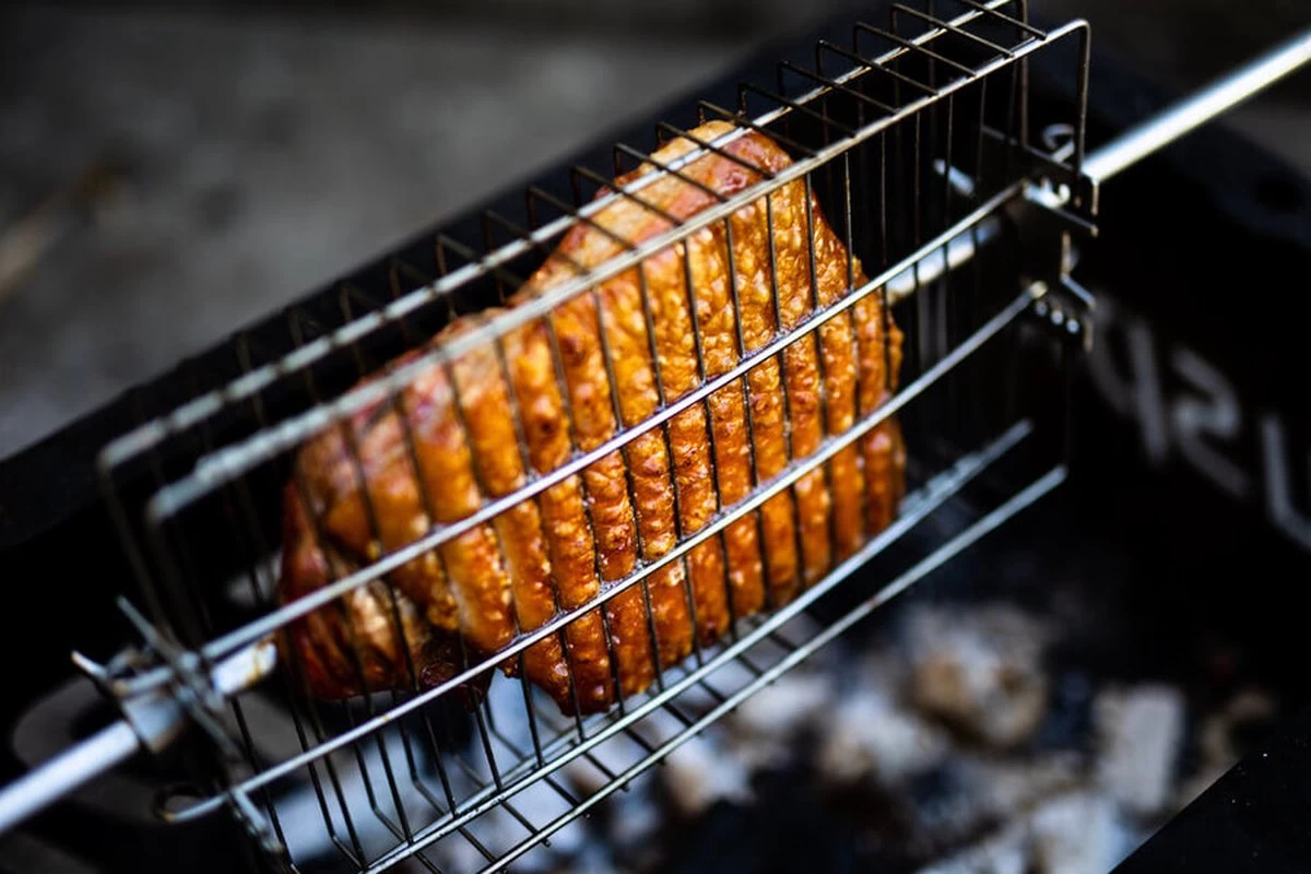 Panier à Gril Plat En Acier Inoxydable Auspit Pour Broche / Rôtisserie, Hauteur Réglable Sur 4 Niveaux – Image 4