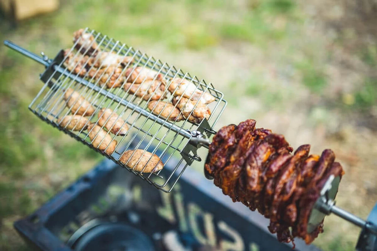 Panier à Gril Plat En Acier Inoxydable Auspit Pour Broche / Rôtisserie, Hauteur Réglable Sur 4 Niveaux – Image 6