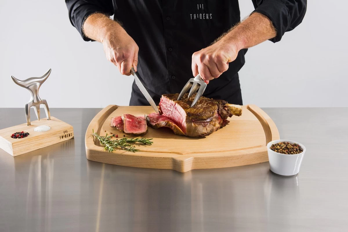 Tridens Brushed Fork Dans Un Support En Acier Inoxydable (Fourchette à Viande En Acier Inoxydable Standard) – Image 2