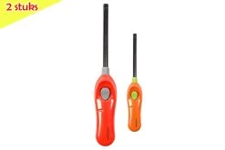 Briquet Avec Protection Enfant - Briquet Barbecue - Paquet De 2x Briquets BBQ Rechargeables| Une Qualité |Protection Enfant/Sécurité Enfant |2x Rouge Et Orange| 26 Cm Et 21 Cm
