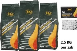 3X Briquettes De Charbon De 2,5 KG Avec Allume-feu 64 Pièces - Barbecue - BBQ - 3 Pièces - Total 7,5 KG