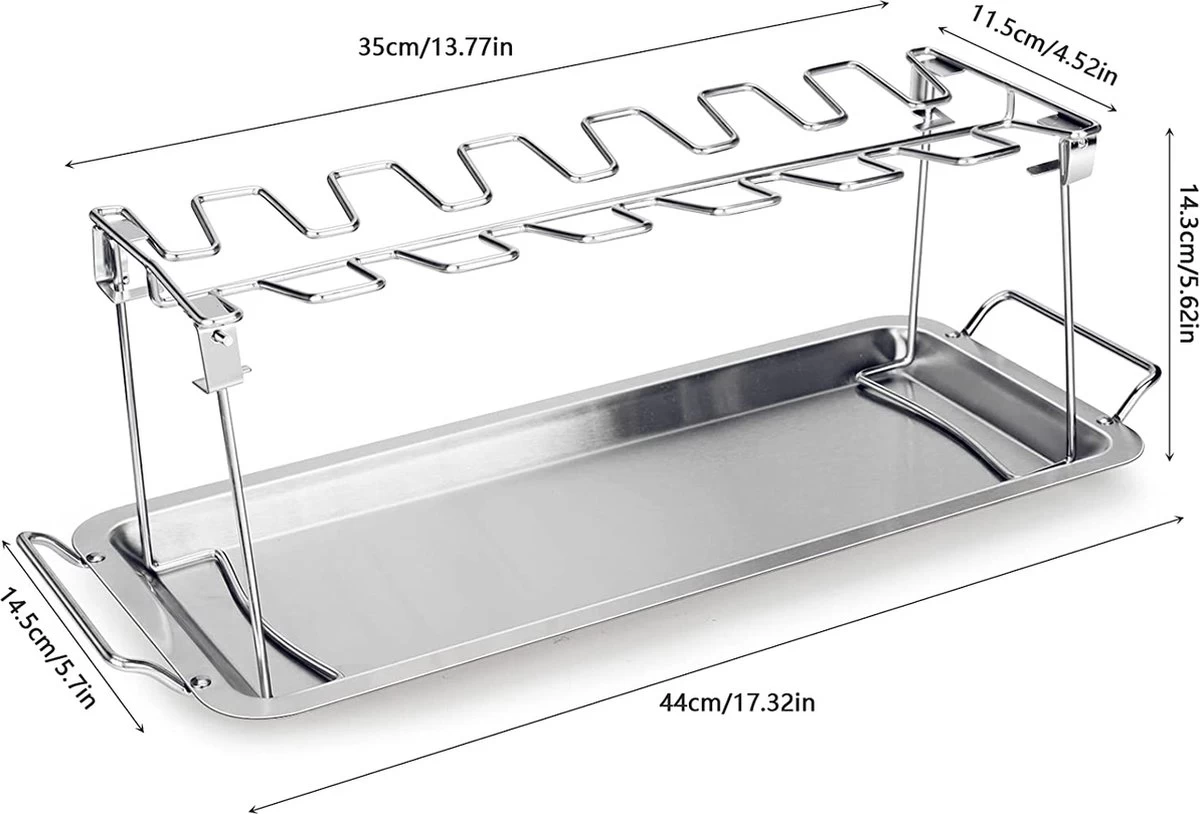 Doodadeals® | Poussin Grillé De Premium Supérieure | ACIER INOXYDABLE | Pour 12 Pilons De Kip | Marinade Et Plat De Service – Image 4