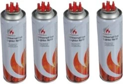 4x Bouteille De Gaz Briquet / Gaz Butane - 250 Ml - Remplissage Plus Léger