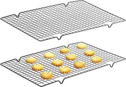 Grille De Refroidissement Lot De 2 Grande Grille De Refroidissement De Cuisine Grille De Cuisine En Acier Inoxydable Durable Grille De Cuisine Antiadhésive Pour Cuire, Rôtir, Refroidir, Griller (40 X 25 Cm)