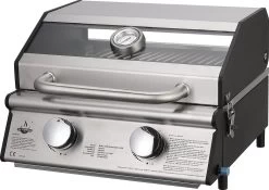 Barbecue à Gaz De Table El Fuego Jesolo - Barbecue Portable - Barbecue De Camping - Acier Inoxydable - Avec Fenêtre De Visualisation - Tuyau De Gaz Inclus