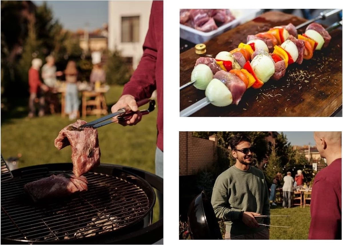 Set D'accessoires Pour Barbecue Avec Thermomètre, Gants, Pinces, Brosse De Zedar – Image 3