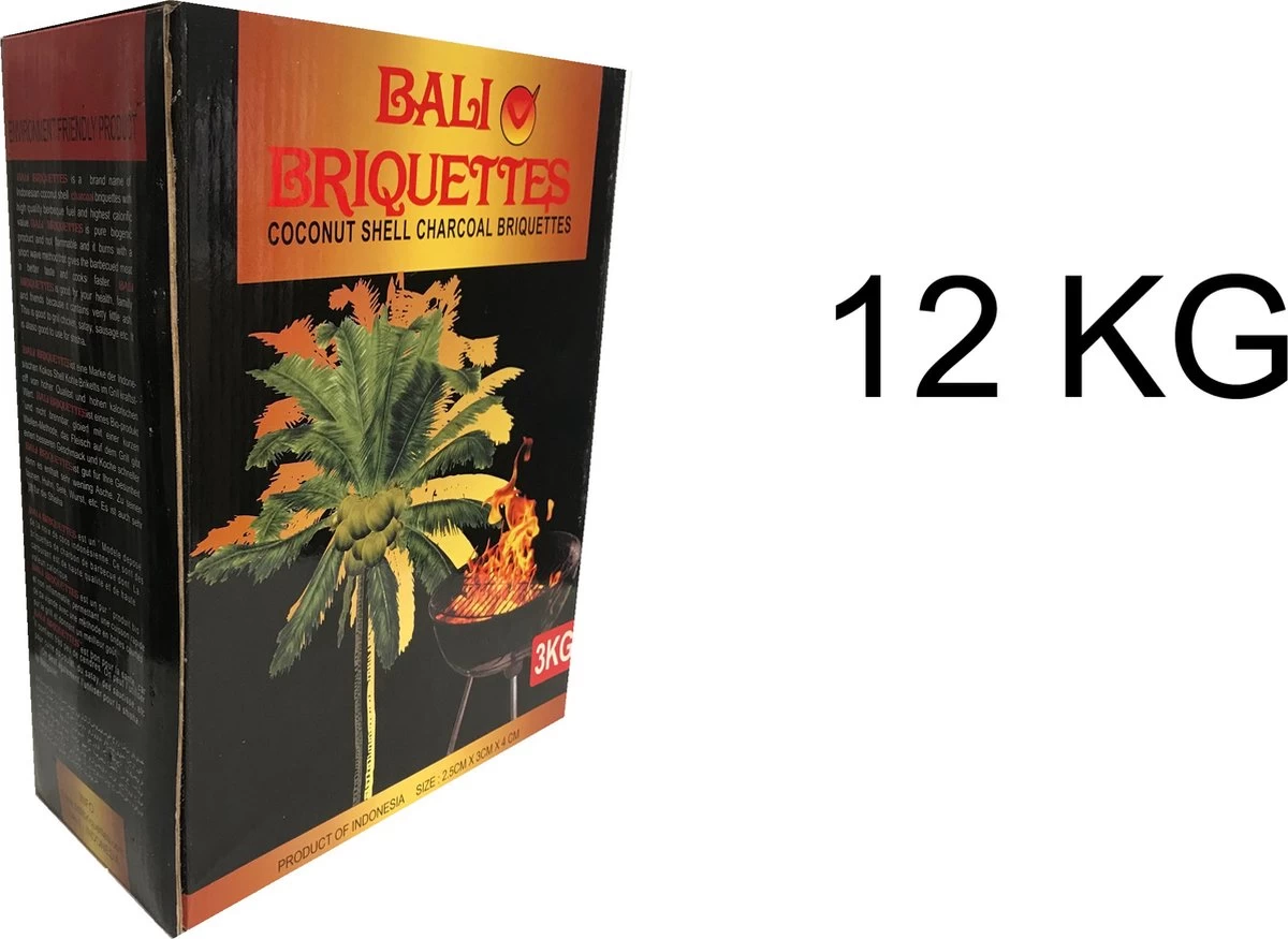 Bali Briquettes - Briquettes De Noix De Coco - Briquettes De Noix De Coco - Noix De Coco - Charbon De Bois - BBQ - 12 KG