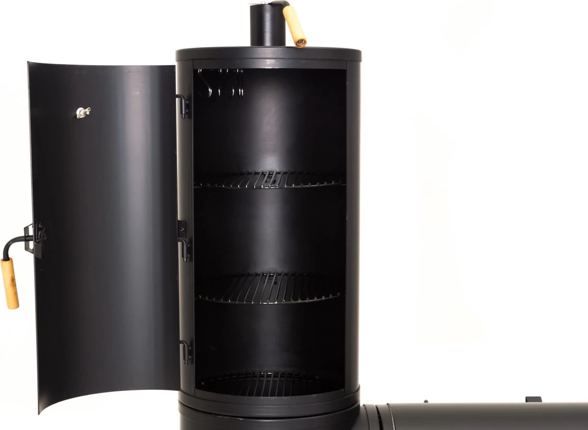 Mustang Fumoir Déporté Georgia XXL - Fumoir - FumoirBarbecue - Barbecue - Bois - Charbon De Bois - Fil D'acier émaillé épais - XXL - 119 KG ! - 175x70x192cm – Image 9