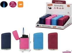 Briquets Jet Flame Unilite - Briquet Turbo - 20 Pièces En Présentoir - 4 Ass. Couleur Soft - Briquets Soft Au Toucher