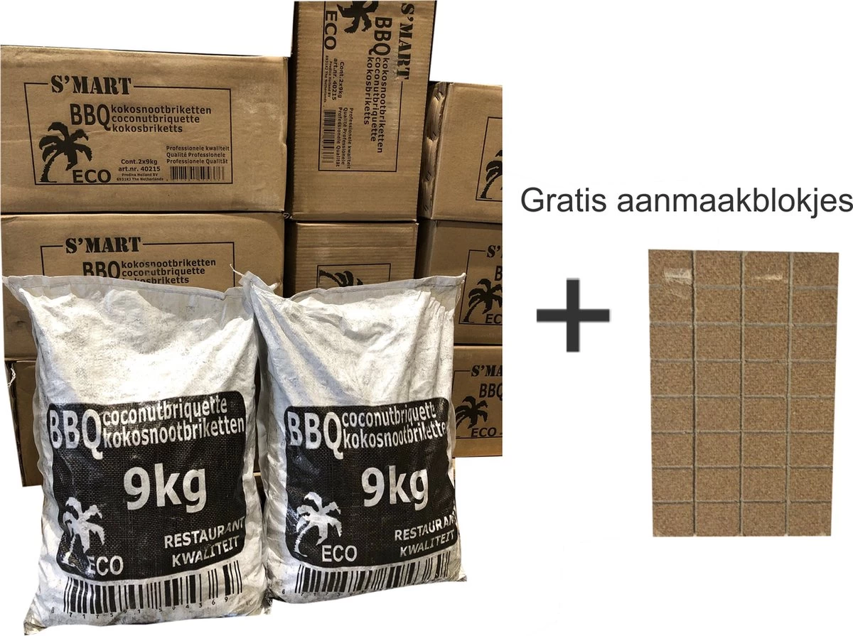 Coco S'MART Briquettes 2 X 9 Kg Emballage Avantage, Briquettes Coco, Briquettes De Noix De Coco