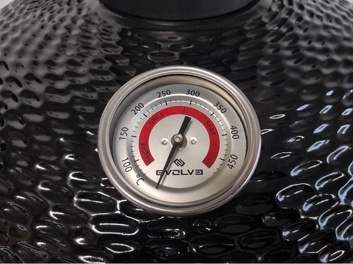 Evolve Advanced Solo - Barbecue Kamado 24" / 61 CM / XXL - Sans Base Ni Tables D'appoint - Accessoires Gratuits Inclus - Parois En Céramique - Forme D'oeuf - Chaleur Directe + Chaleur Indirecte - Ventilation Professionnelle - Thermomètre Intelligent – Image 15