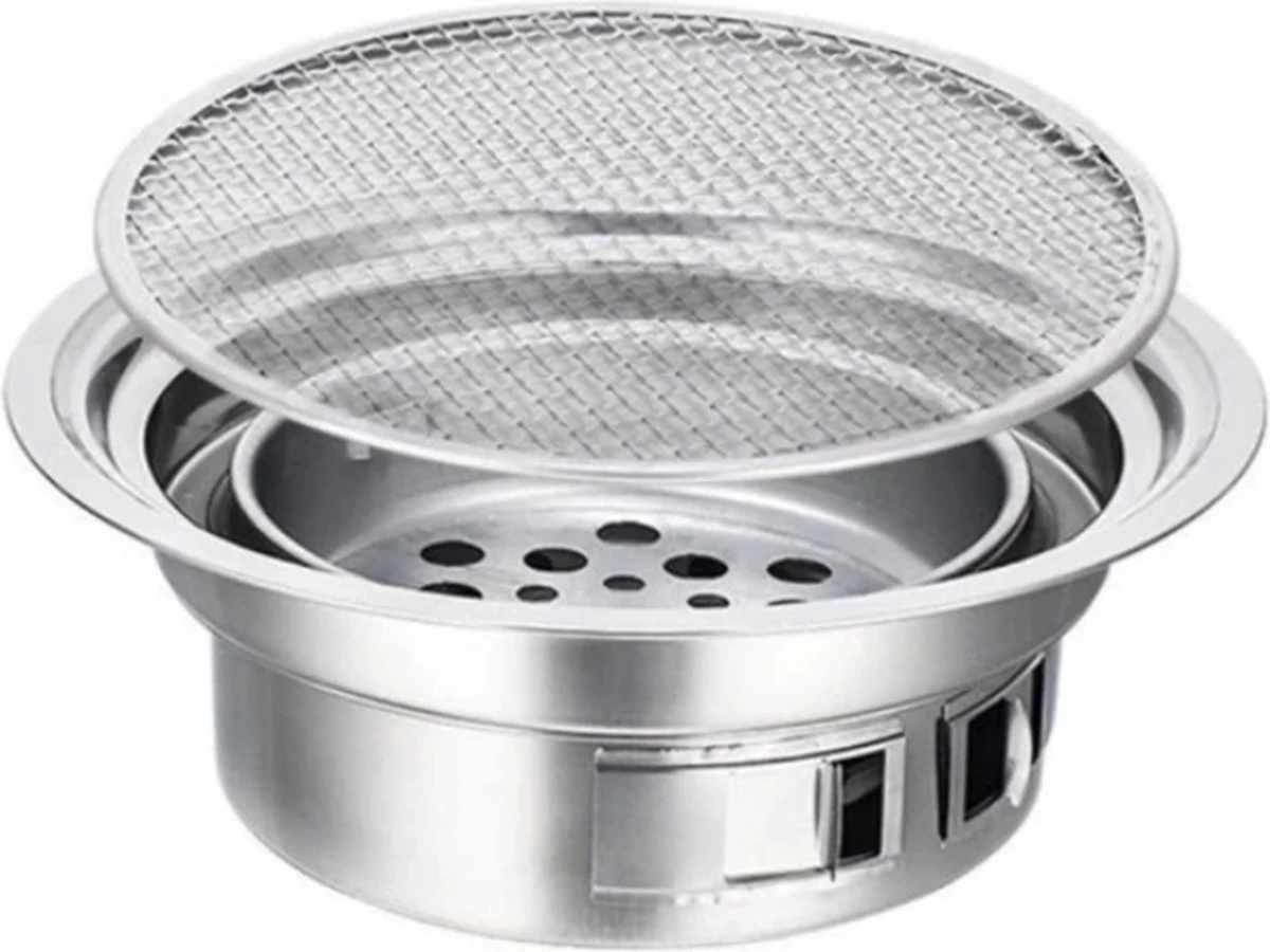 BBQ Coréen Portable - Charbon De Bois - Ustensiles De Cuisson - Revêtement Antiadhésif En Acier Inoxydable - Poêle à Charbon Portable Avec Plaque Chauffante - BBQ De Camping En Plein Air – Image 6