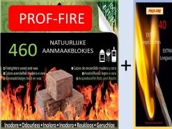 PROF-FIRE - 460 Allume-feux Naturels + GRATUIT !! 1 Boite Allumettes Longues - Boite Discount - Co2 Neutre