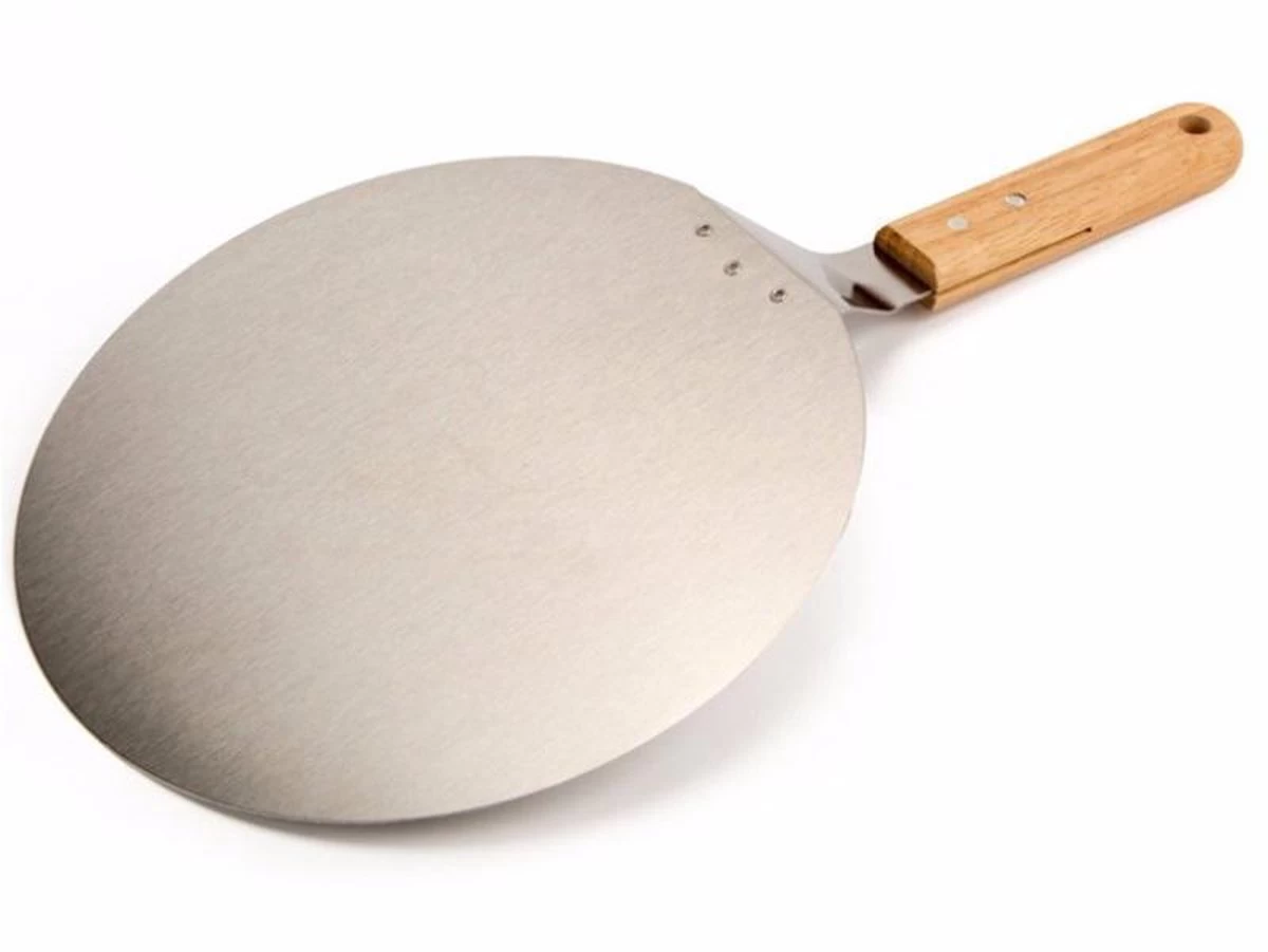 Krumble Pizzascoop - Rond En Acier Inoxydable - Pour Barbecue Ou Four - Pizzaspatch - Poignée En Bois - ø25,5cm De Diamètre – Image 2