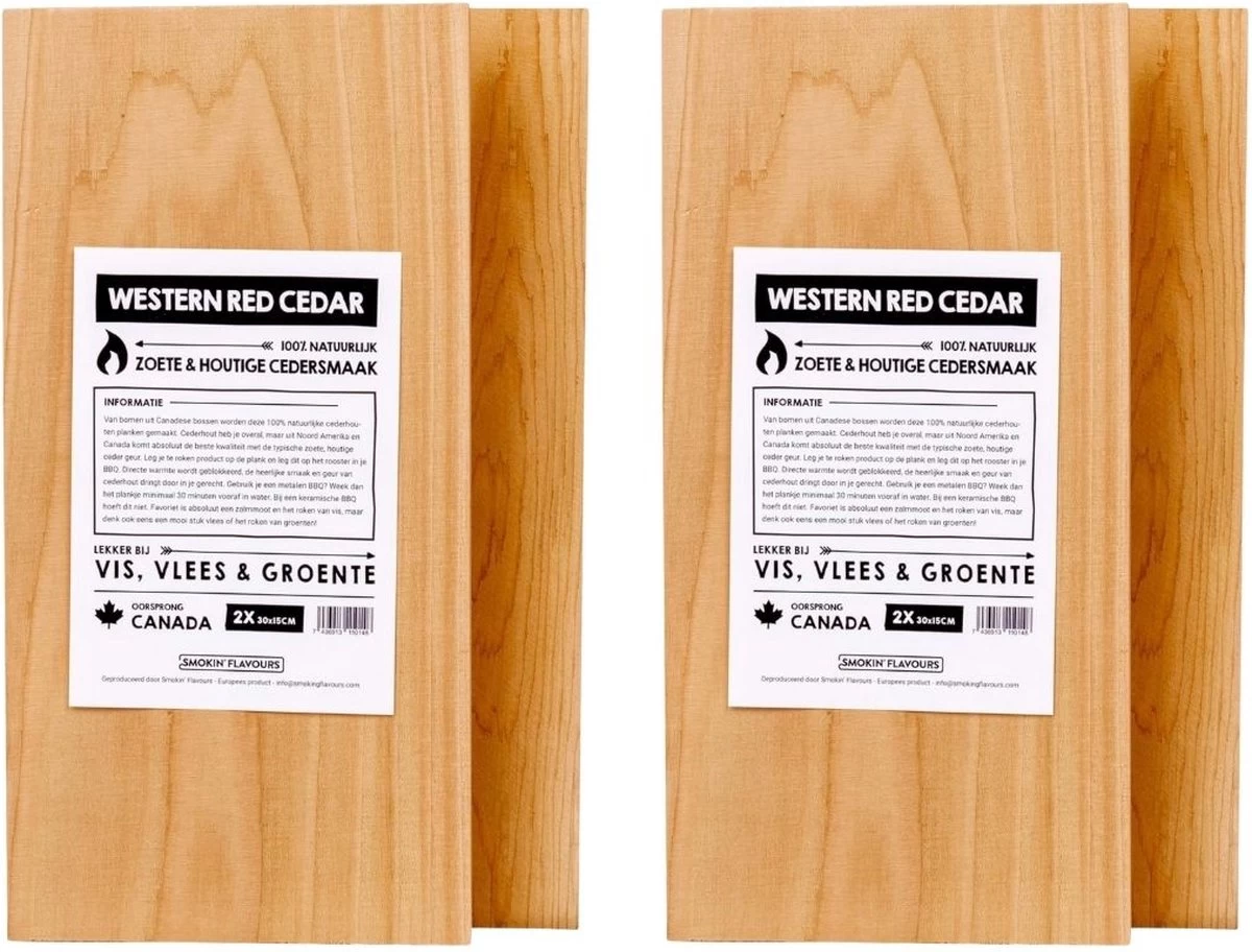 Smokin' Flavours | Planche à Fumer | Bois De Cèdre | 15 Cm I 4 Pièces | Bois De Fumage – Image 4