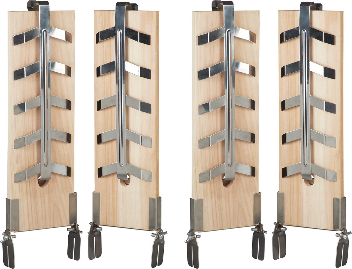 Relaxdays 4 X Planche à Fumer En Set - Support Inox - Bois De Cèdre - Planche à Saumon - Barbecue