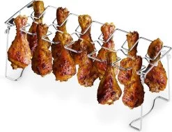 Rosmarino Blacksmith Chicken Wing Rack - Accessoires De BBQ - Outils De Barbecue - Acier Inoxydable - Ailes De Poulet - Pilons - Hotwings