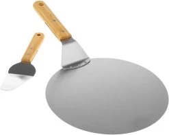 URBANKR8 - Pelle à Pizza Inox Ø25,5 - Pelle à Pizza - BBQ Ou Four - Manche Bois - Longueur : 43 Cm