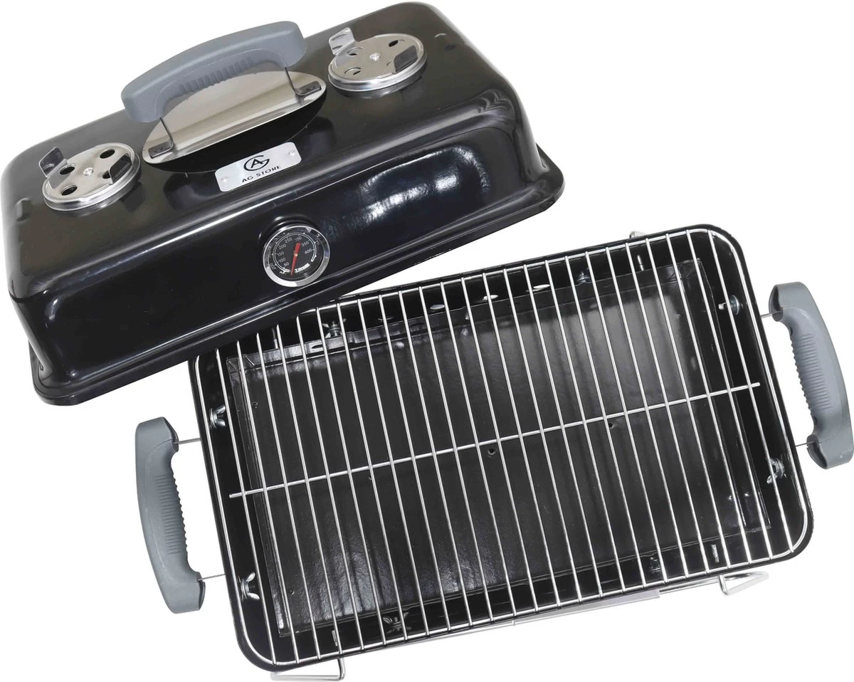 AG To- Go Barbecue Ø44 Cm - Barbecues à Charbon - Incl. Thermomètre - Température Inoxydable - Compact -Barbecue Carré - Incl. Couvercle - Barbecue Traditionnel - 6 Personnes - Partout Grille De Ventilation Pour Régulation D'oxygène - Zwart – Image 13