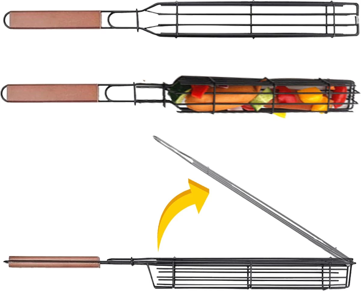 PROKING BBQ Grill Rack Clamp Basket - Accessoires Barbecue - Viande - Poisson - Vega - Set De 2 Pièces