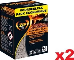 ZIP Firelighters Value Pack - Allumage Rapide Et Longue Durée De Combustion - 2x96 Cubes