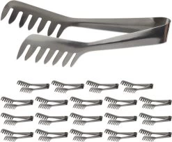 Relaxdays 20x Pinces De Service En Acier Inoxydable - Pinces à Spaghetti - Pinces à Salade - Pinces à Pâtes - Inoxydable