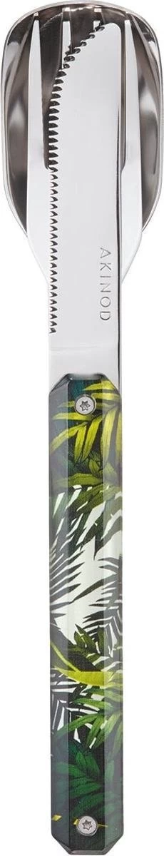 Couverts De Couverts De Camping Akinod Jungle 18 X 3,3 Cm Inox Argent/ Vert 3 Pièces