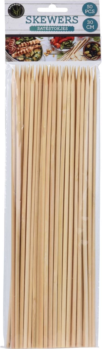 200x Brochettes/brochettes En Bois De Bamboe 30 Cm - Brochettes - Brochettes BBQ - Brochettes Cocktail – Image 2