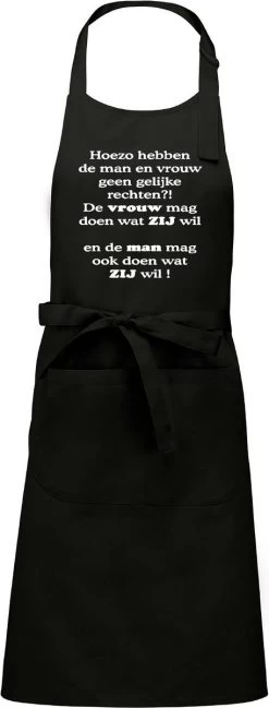 KARIBAN Mijncadeautje Apron - Equal Rights - Print White - Beau Et Exclusif Tablier De Cuisine - Noir