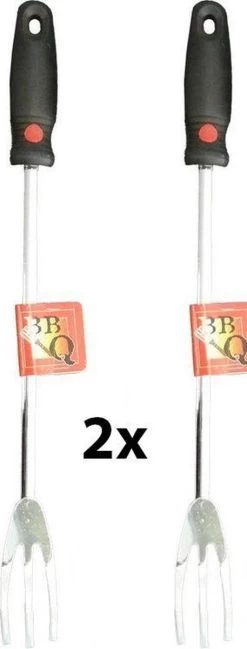 2x - Fourchette à Viande Pour BBQ - Fourchette à Barbecue - Acier Inoxydable - Manche En Plastique - Lot De 2 Pièces