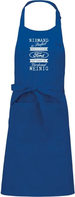 KARIBAN Mon Cadeau - Tablier De Luxe - Personne N'est Parfait - Ford - Blue Royal