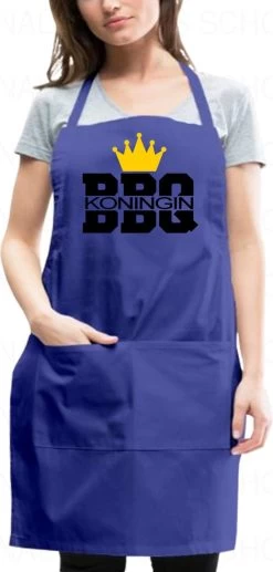 Tablier BARBEQUE QUEEN - Blauw Et Noir - Réglable - Lavable - Taille Unique (Adultes) - Cadeau - Textes Amusants | Designs - Original Kwoots - Grill Master - BBQ - Tablier