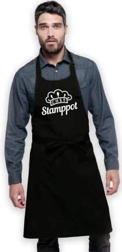 Chef Stamppot - Tablier De Cuisine - Tablier De Cuisine - Cadeau De Noël - Pour Sinterklaas - Femmes Hommes - Zwart - Donkey Designs