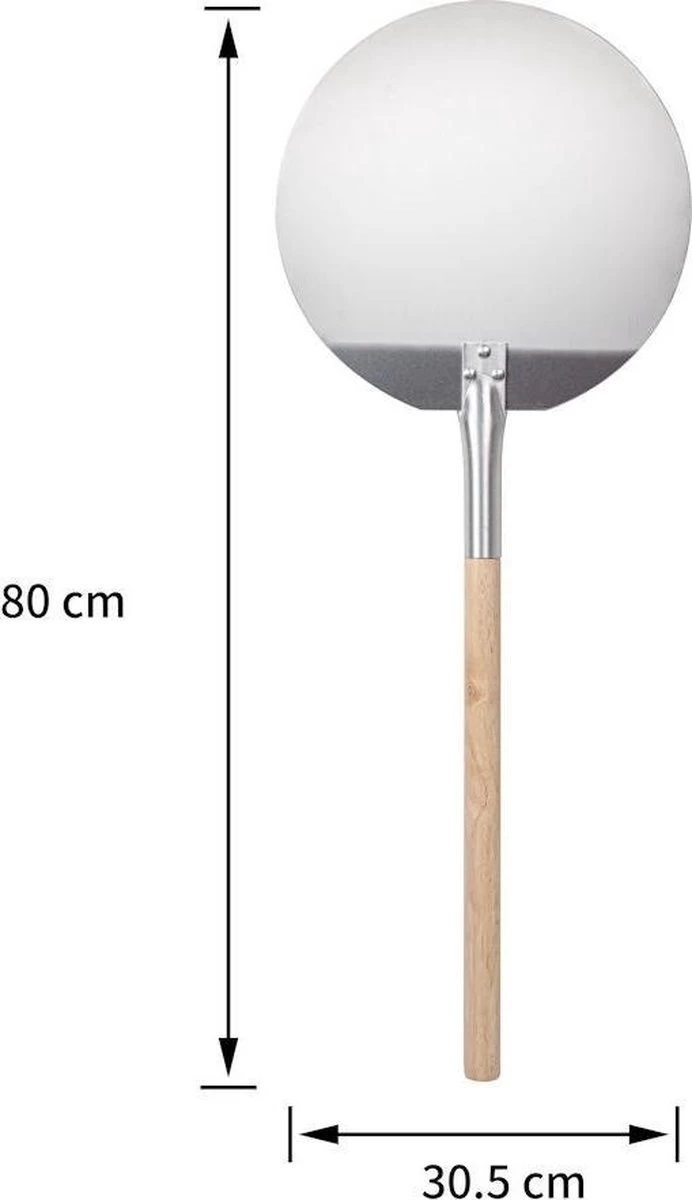 Pelle à Pizza Decopatent® - Pelle à Pizza Ronde Avec Manche Long En Bois (80cm) - Spatule à Pizza Bois / Acier Inoxydable Métal - ROND – Image 4