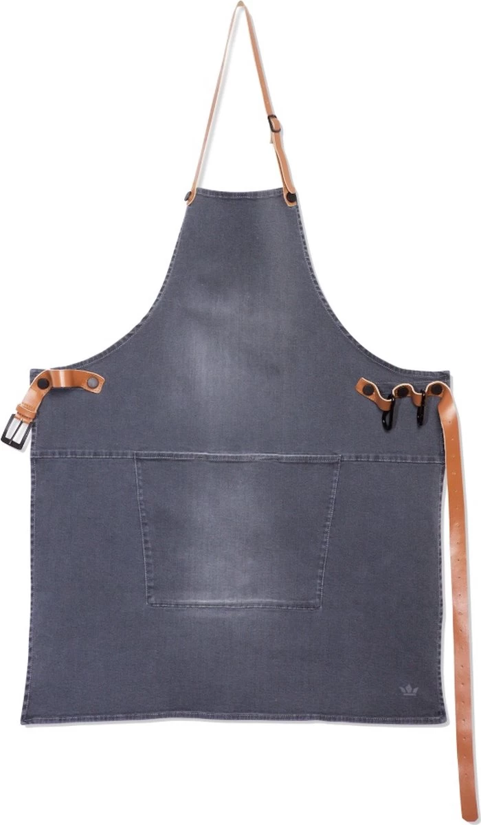 Dutchdeluxes - Tablier De Barbecue En Toile Avec Sangles En Cuir - Gris / Vert