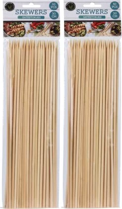 200x Brochettes/brochettes En Bois De Bamboe 30 Cm - Brochettes - Brochettes BBQ - Brochettes Cocktail
