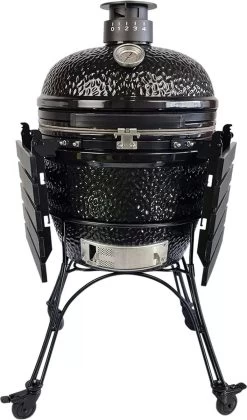 Obelix Kamado Large - 22 Pouces - Zwart - Avec Poseur De Plaque - Feutre En Fibre De Verre - Système D'ouverture / Fermeture - Precision Top-Vent