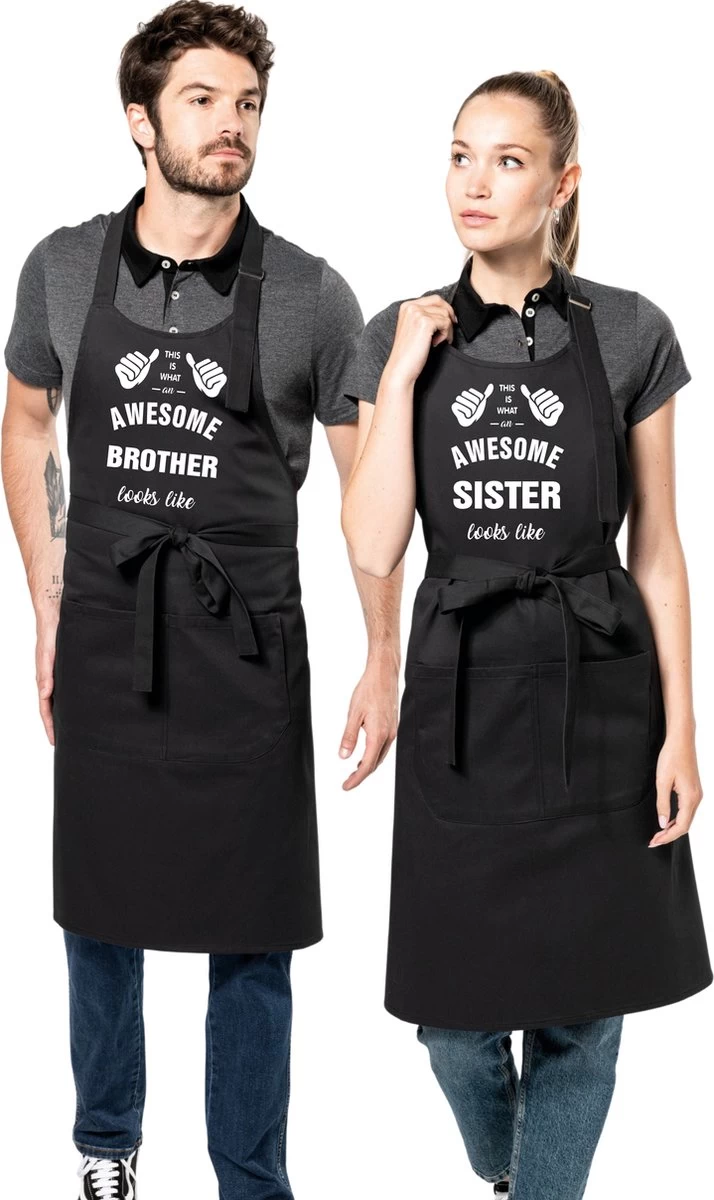 KARIBAN Awesome - Tablier De Cuisine - Tablier BBQ - Awesome Cook - Cadeau Anniversaire - Fête Des Pères - Fête Des Mères - Noir – Image 5