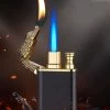 PlayElecGadget - Briquet Flamme Métal Crocodile Double Feu Briquet Creative Direct Coupe-Vent Flamme Ouverte Conversion Briquet