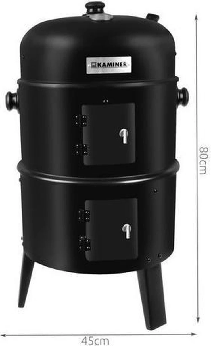 Barbecue Fumeur - BBQ Charbon De Bois - Fumeur Barbecue - Fumeur Barbecue - Fumeur - Four à Grill - Fumeur à Grill - Barbecue De Jardin 3en1 - Fumeur Barbecue - Fumeur Barbecook XL - Couvercle Avec Thermomètre - Zwart - 45x80cm – Image 6